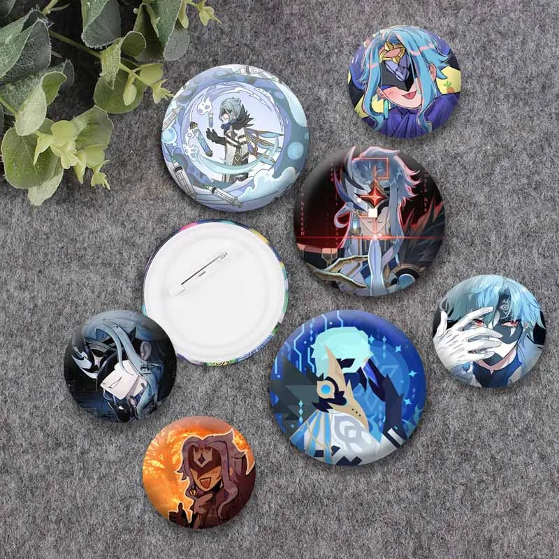 Funny Game Figure Dottore Round Brooch Cute Cartoon Role Playing Enamel Pin Enamel Badge for Backpack Hat Jewelry Accessories
