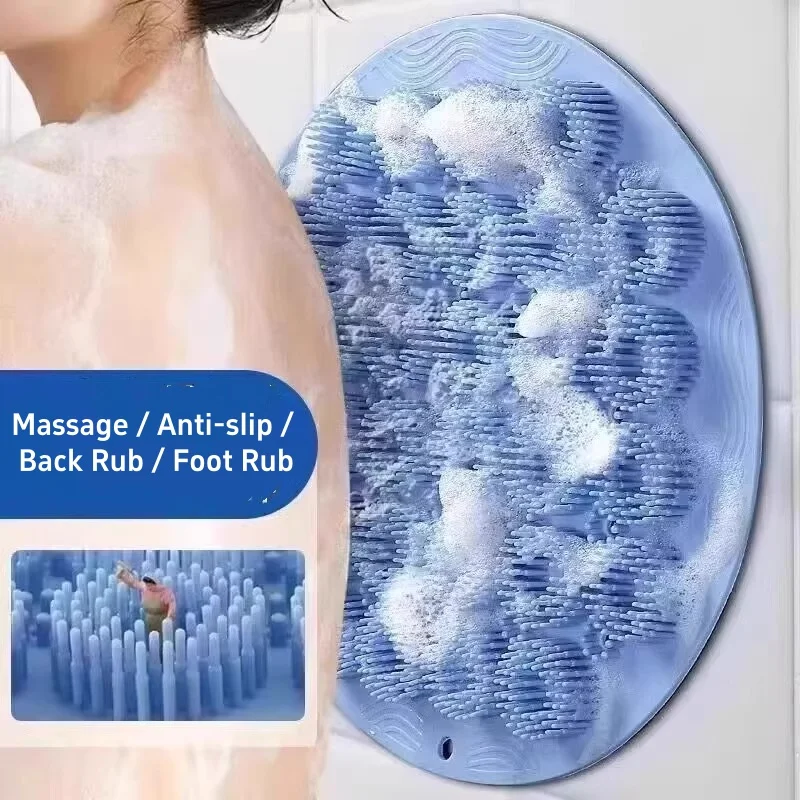 

Hot Sale Silicone Bath Brush Suction Cup Wall Mount Body Scrubber Exfoliating Foot Massage Bathroom Shower Accessories