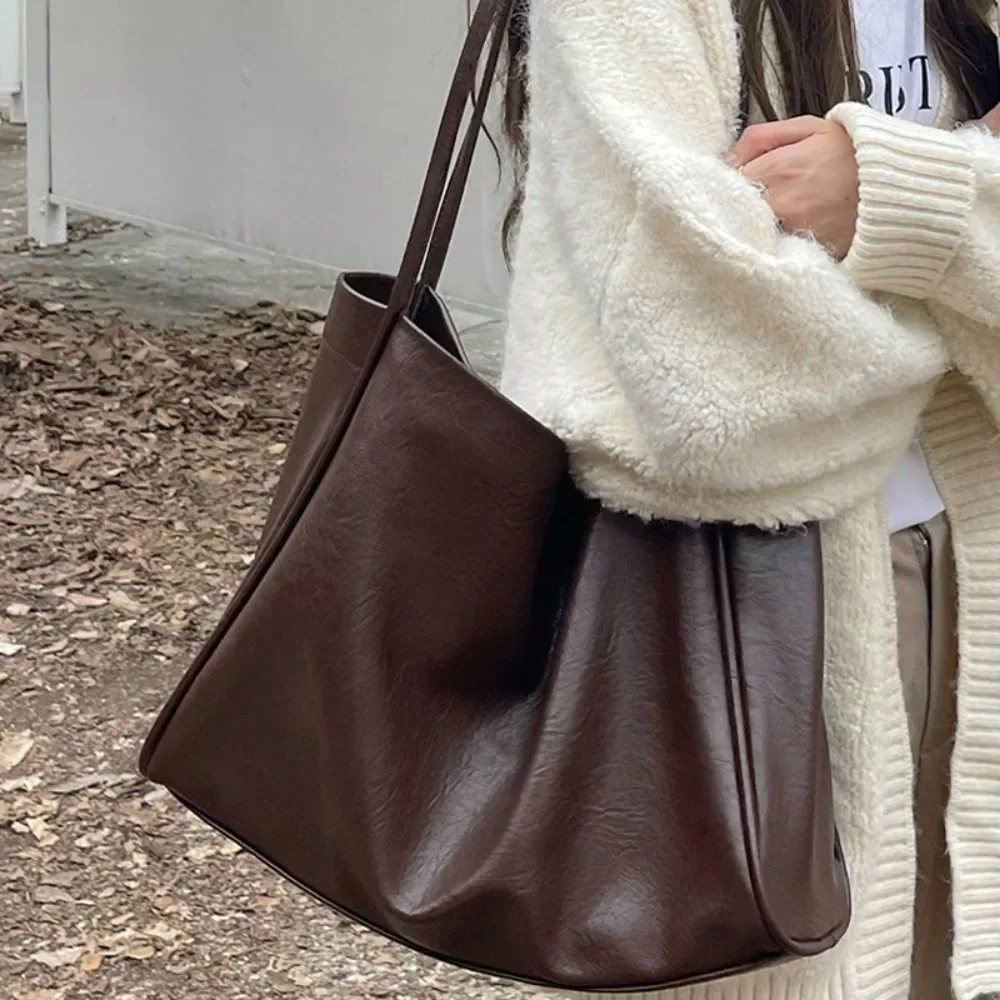 

Women's Brown Leather Vegan Large Tote Hobo Bag Large Tote Bag for Women Work Shoulder Bag Durable Handbag Purse for Everyday