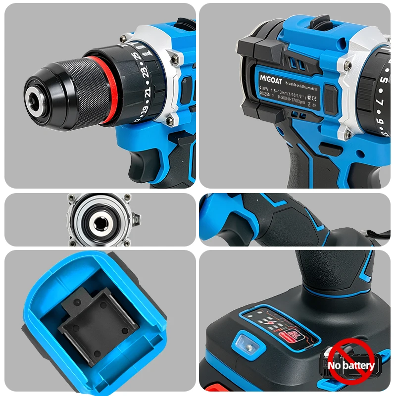 مثقاب صدمي بدون فرش، مثقاب تأثير تشاك سريع 3/8 بوصة، وظيفة المطرقة، أداة لاسلكية متينة لبطارية ماكيتا 18 فولت