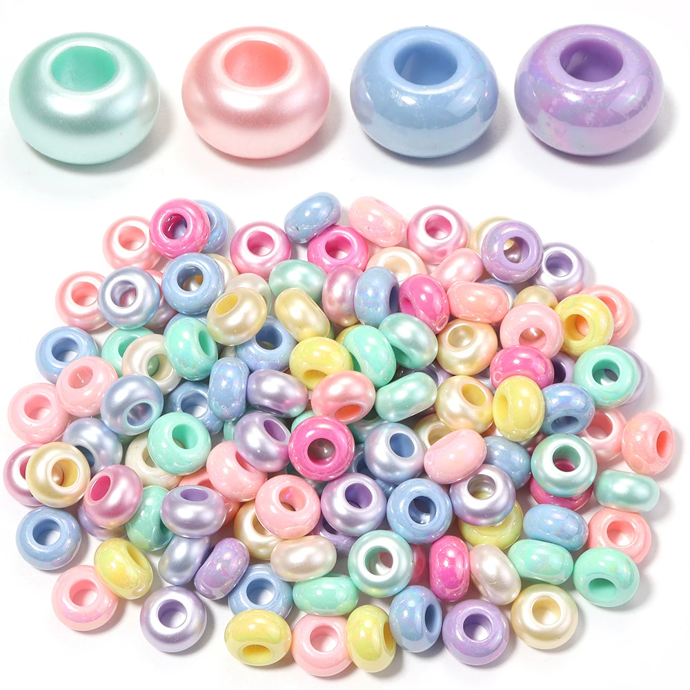 50pcs/lot Colorful Big Hole Acrylic Beads Abacus Loose Spacer Beads For Jewelry Making DIY Craft Bracelet Necklace Accessories