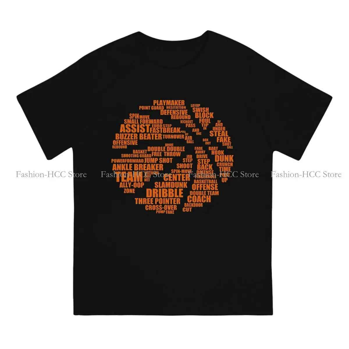 Basketball Crewneck TShirts Word Cloud Personalize Homme T Shirt Funny Size S-6XL