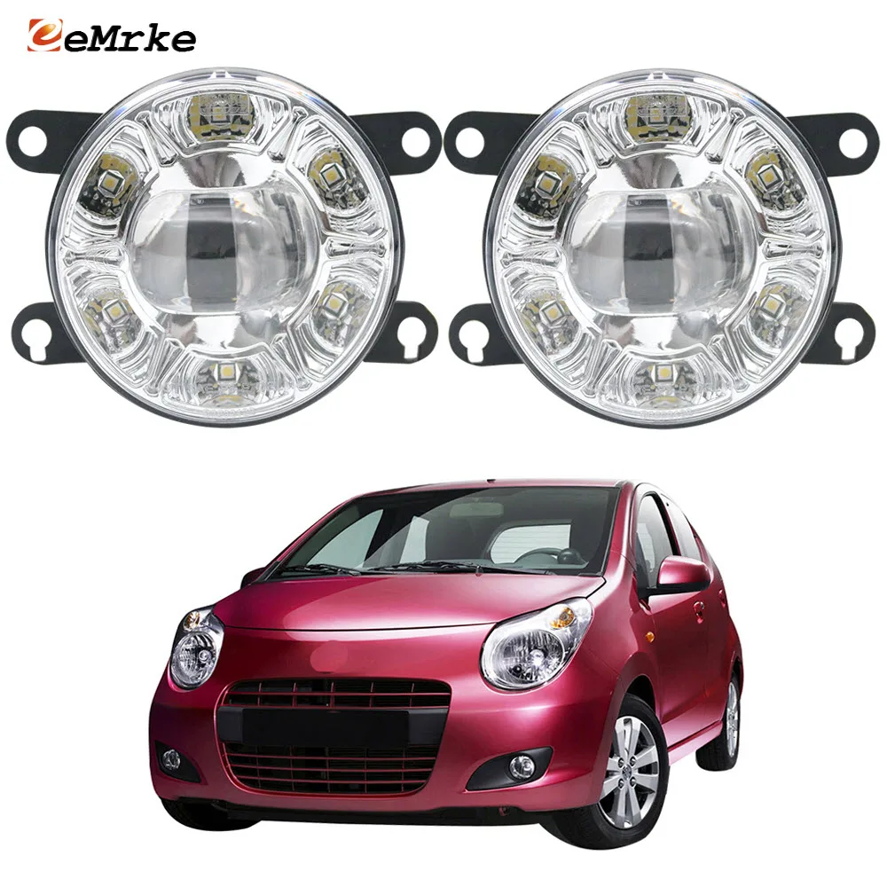 1Pair 2-in-1 Led Fog Lights Assembly for Suzuki Celerio GLX, GA 2009-2014 Car PTF Clear Lens Daytime Running Lamp DRL Daylight