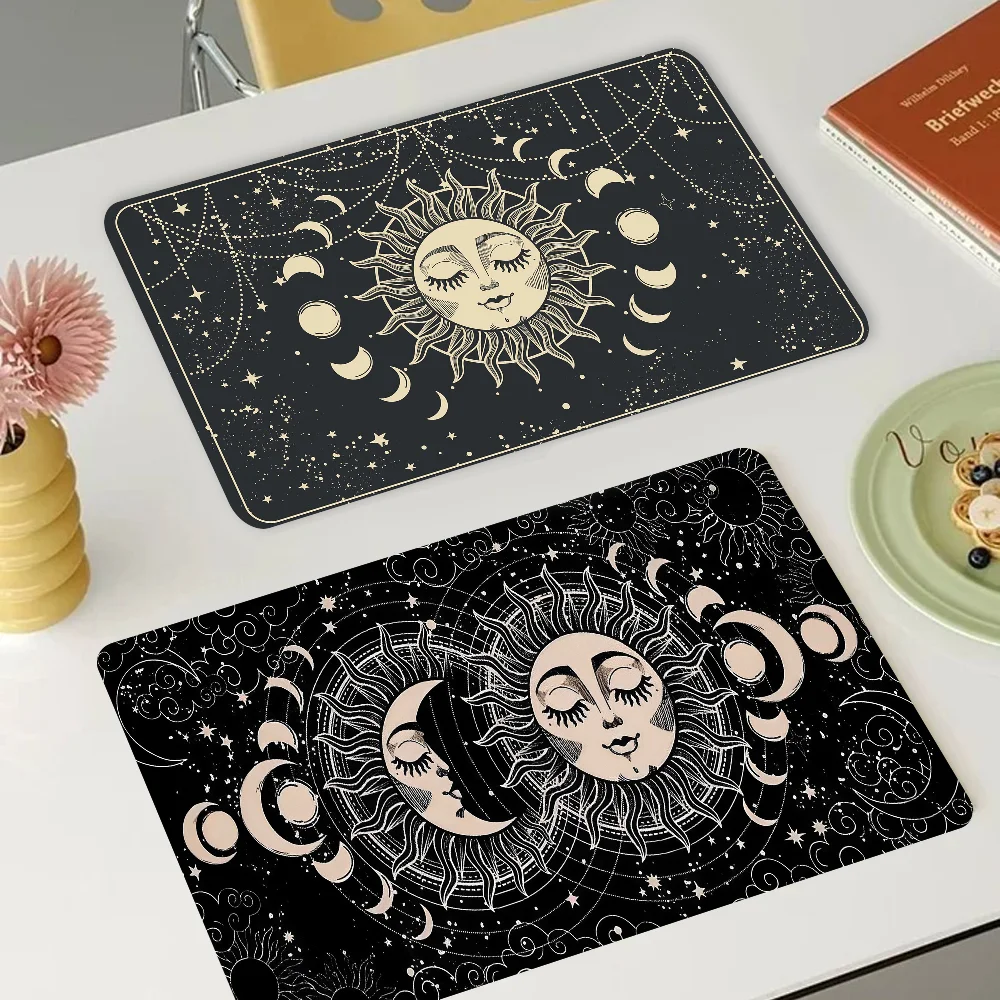 Witches Moon Tarot Mystery Totem Super Absorbent Coffee Mat Dish Draining Mat Large Kitchen Drying Mat Quick Dry Bathroom Pad