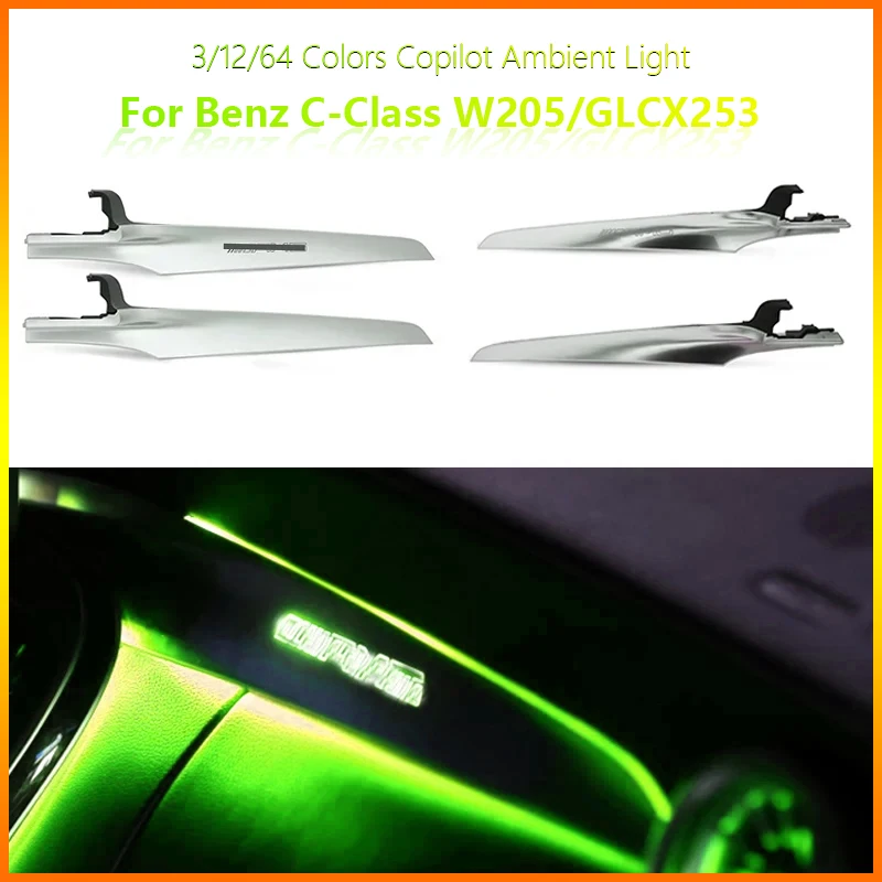 

Neon 64 Colors Dashboard Cover Trim with Ambient Light RHD Fit For Mercedes Benz C Class W205 C205 2019 - 2023 Accessories