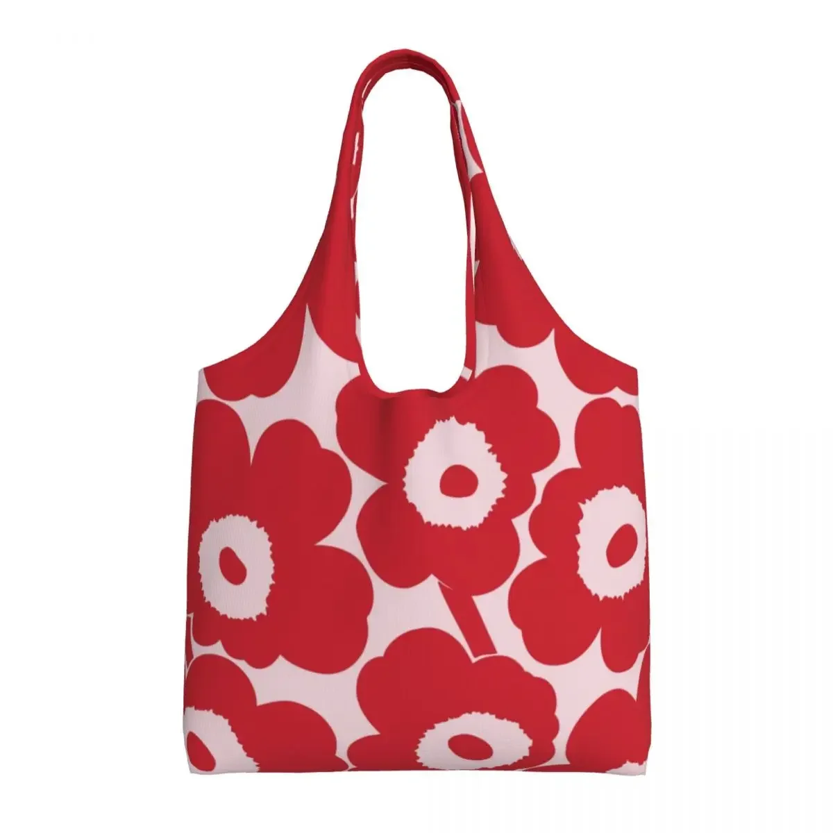 Custom Little Poppy Print Shopping Canvas Bag Women Reusable Large Capacity Groceries Modern Style Shopper Tote Bags Handbags