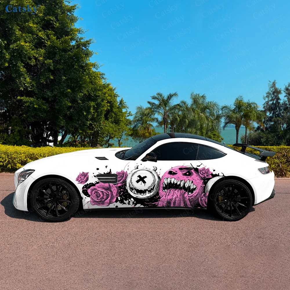 

Colorful Monster Roses Car Vinyl Wraps Decal Self-adhesive PVC Sticker Suitable for Trucks SUV Decoration Auto Accessories Gift