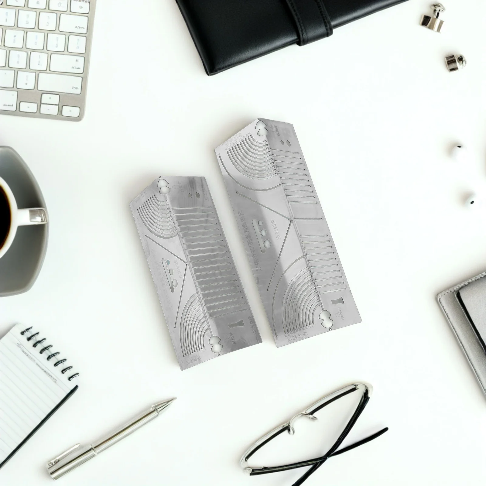 2 قطعة مسطرة تحديد القوس متعددة الوظائف من الفولاذ المقاوم للصدأ أداة مسطرة زاوية دقيقة لأعمال النجارة المعدنية #4