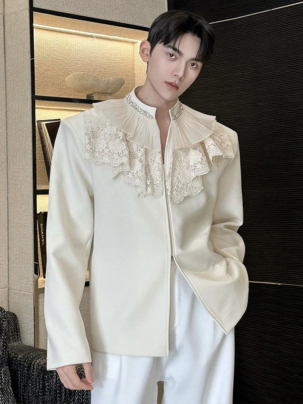 

Мужская повседневная куртка TANGZ Studio с воротником-стойкой, украшенная стразами, из полиэфирного волокна