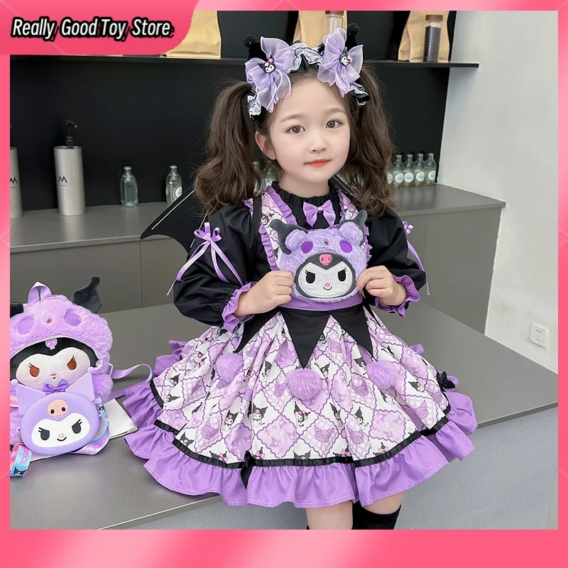 Autumn New Princess Lolita Kuromi Skirt  Kawaii Cos Clothing Dress Skirt Birthday Party Princess Formal Attire Children Present