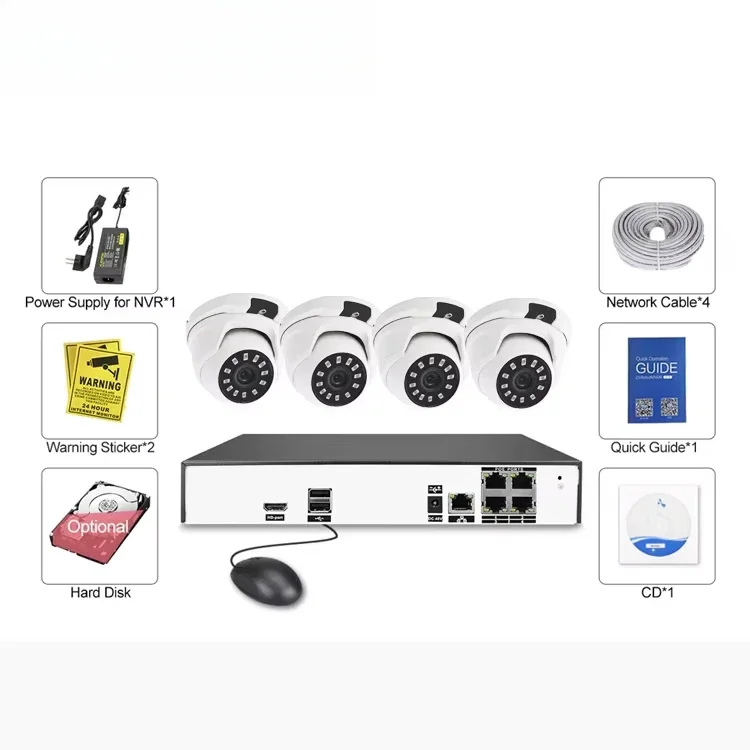 Telecamera dome IP di sicurezza CCTV Innotronik 2MP 4 POE Sistema NVR POE 1080P 4CH