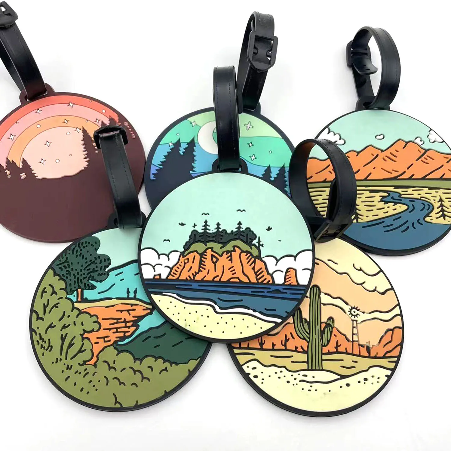 Starry Sky Landscape Luggage Tag Pendant Anti-Loss ID Tag Privacy Protection Travel Suitcase Name Tag for Business Airport view 2