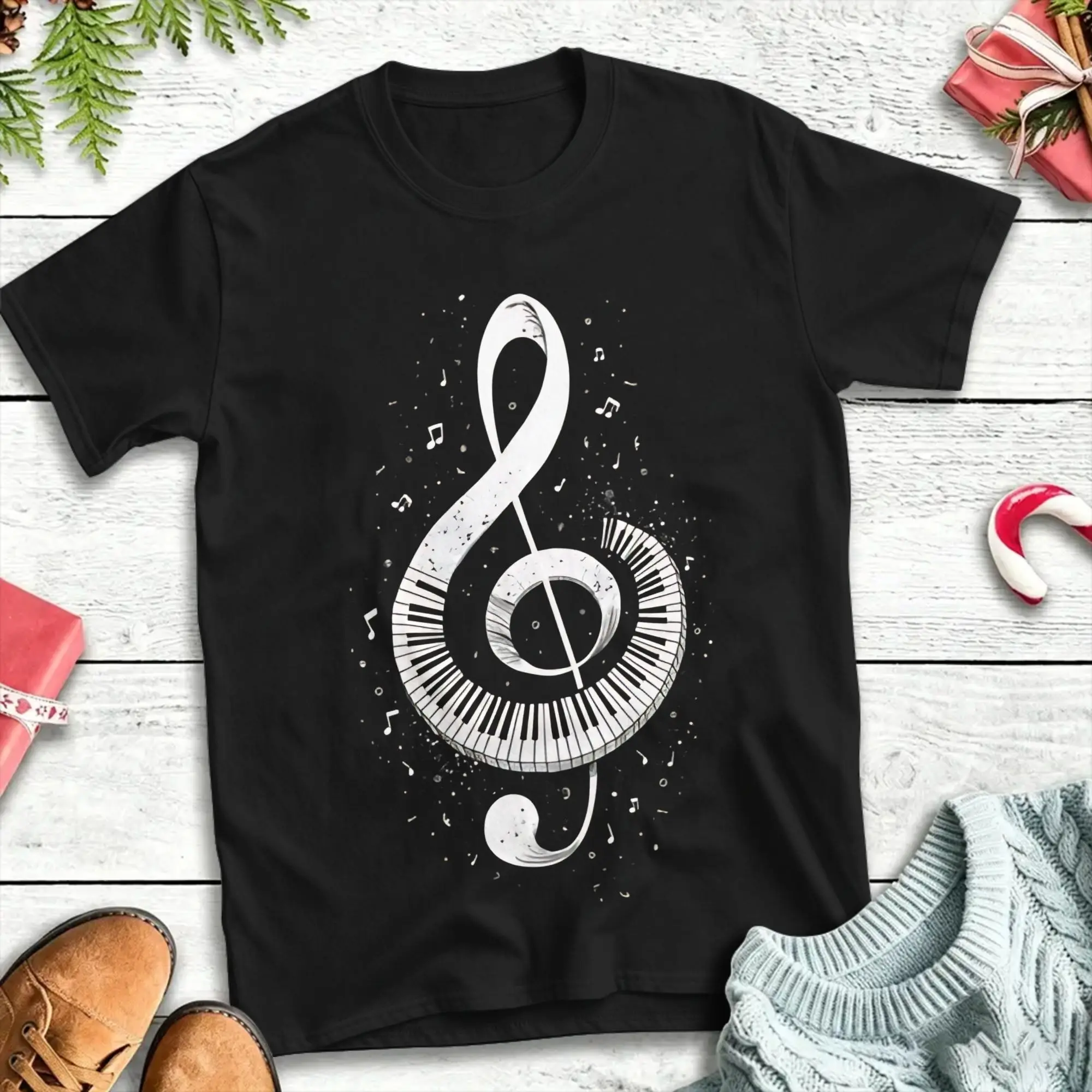 Streetwear T Shirt Summer Piano Key Treble Clef  Hipster T Shirts  100 Cotton Tshirt for Men's Y2K Funny Short Sleeve Tops