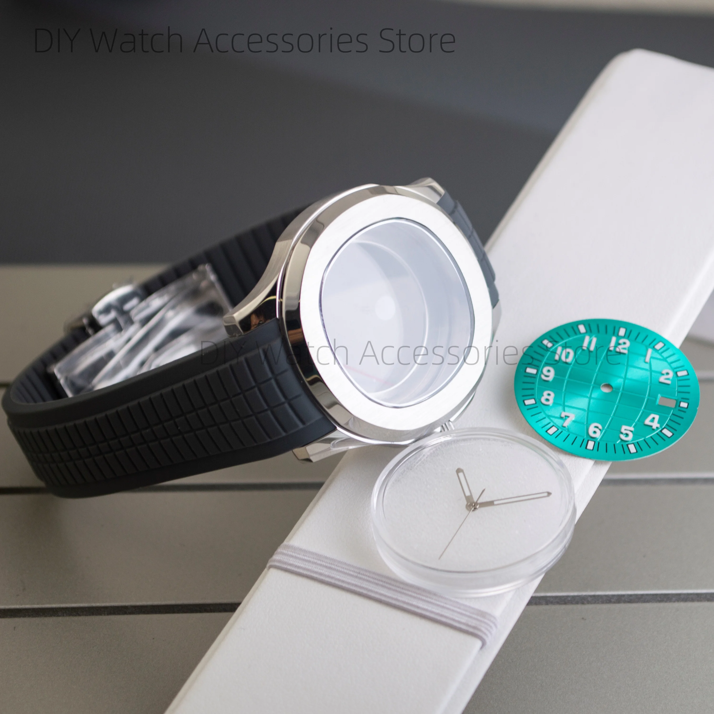 

42mm Watch NH35 Case Rubber Strap Accessories Dial for AQUANAUT Nautilus NH36 Stainless Steel Replace Mod Parts Movement