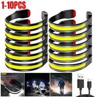 Red Warning Tail Light Waterproof USB Rechargeable Camping Fishing Head Lamp Lantern for Adventure Night Cycling Emergency