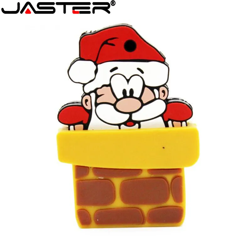 Jaster Santa Claus Usb Flash Drives 128Gb Creatieve Kerstcadeaus Pen Drive 64Gb Schattige Cartoon Geheugenstick 32Gb Kerstcadeaus