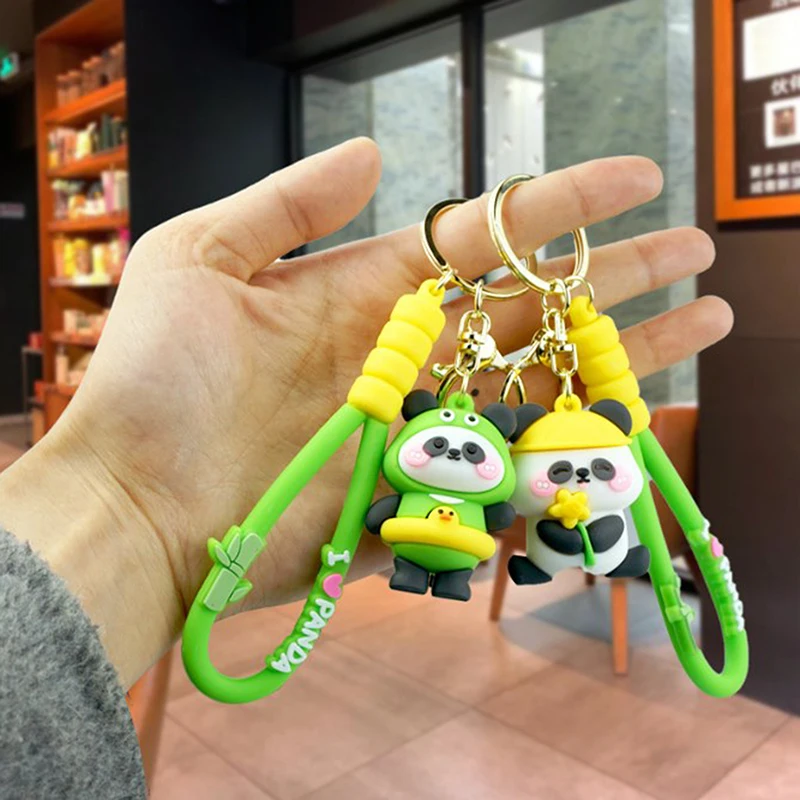 Cute Creative Kung Fu Panda Travel Keychain Three-dimensional Soft Rubber Doll Car Bag Key Chain Pendant Birthday Gift