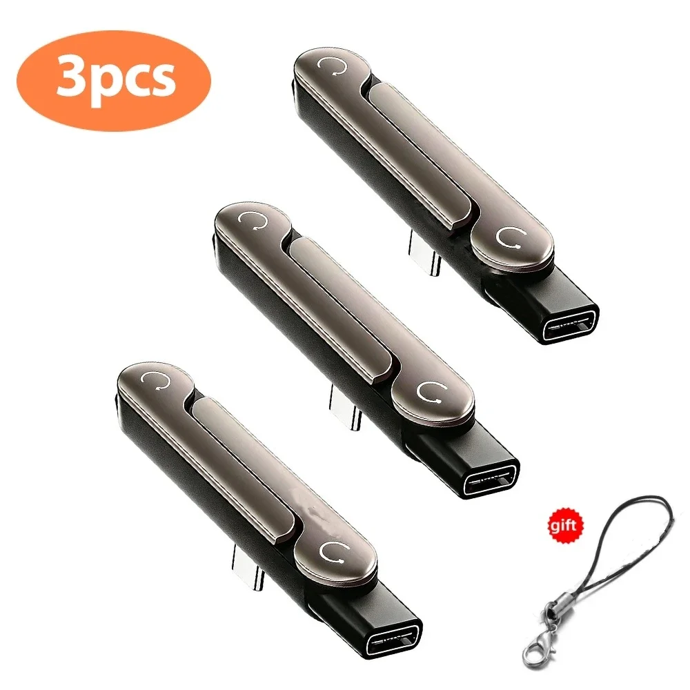 1/2/3 Stück Typ-C-Telefonladehalterungsadapter 240W Schnellladung OTG Typ-C-Stecker auf USB-C-Buchse Konverter mit klappbarem Halter