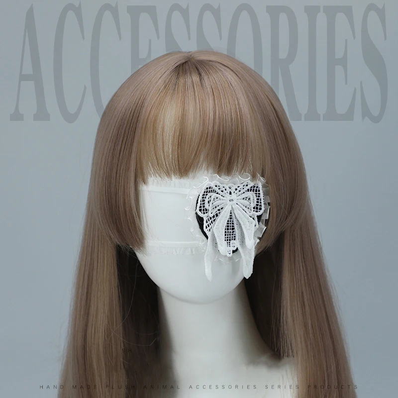 Mädchen Gothic Eye Lace Maske Cosplay Anime Kawaii Herz Bogen Kreuz Zubehör Frauen One-Eye-Brillen – Detail 3