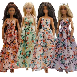New 30cm 1/6 Sling backless floral Chiffon maxi irregular hem dress Accessories Clothes for B.Doll 11.5