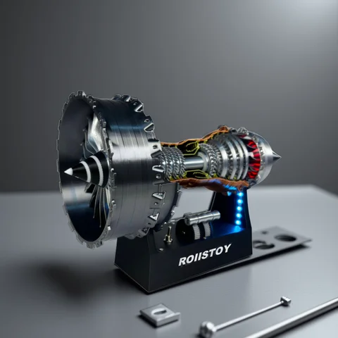 Turbojet Fan Engine Model Simulation Light Up Feature Aircraft Engine Kit for Collectors and Hobbyists