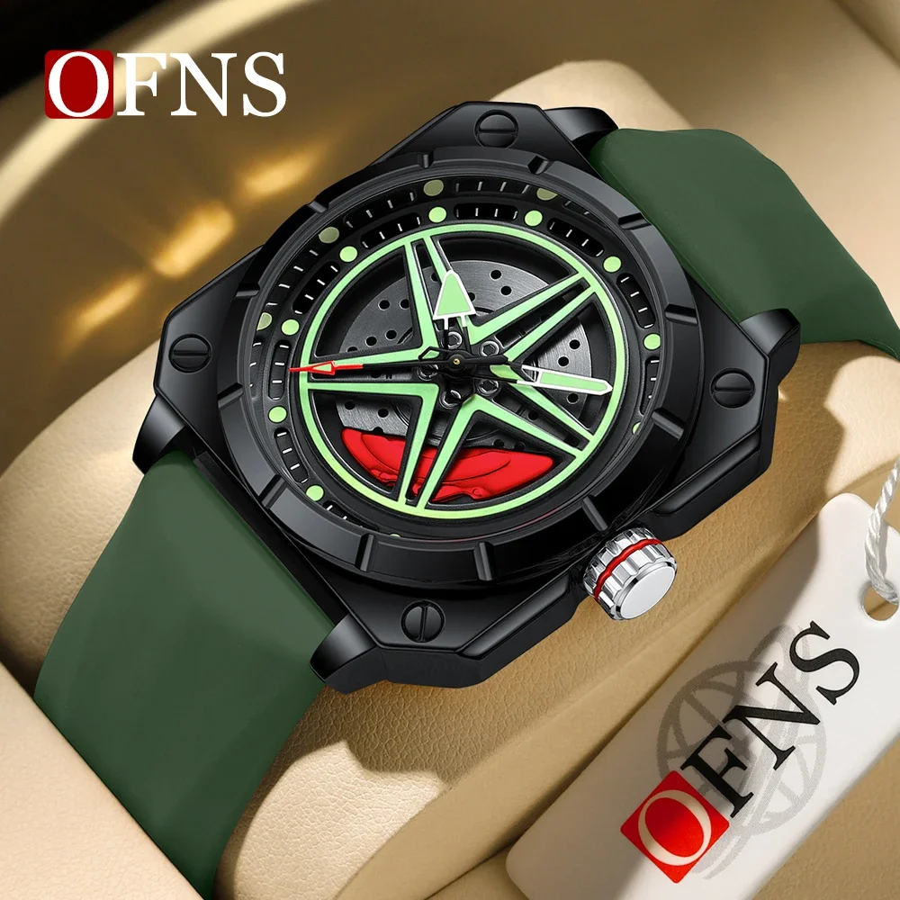 

OFNS brand new top 8017 top men's quartz watch with a five point star dial rotating design, waterproof and luminous men's watch