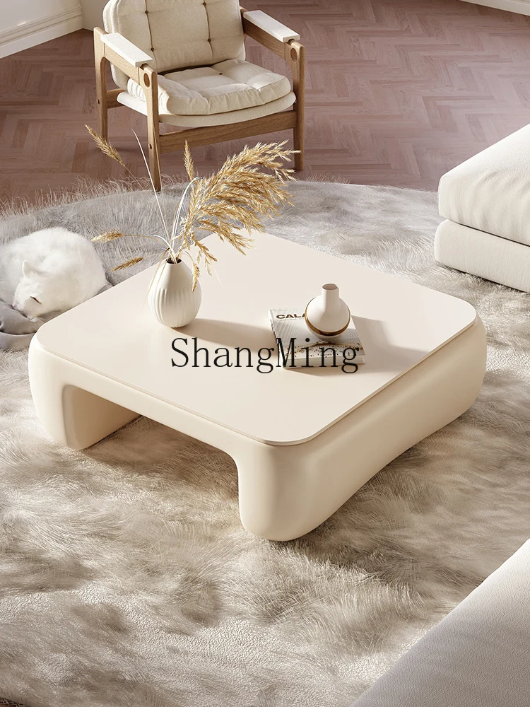 

HJ new household small apartment cream style minimalist rock slab living room cloud creative low table
