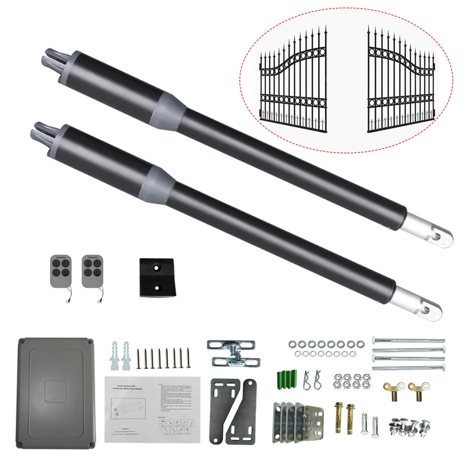 Imagem -02 - Kit Automático Único e Duplo Swing Portão Abridor Operador de Porta Auto-stop Ajustar Abertura e Fechamento Tempo de Intervalo 650lb dc 24v