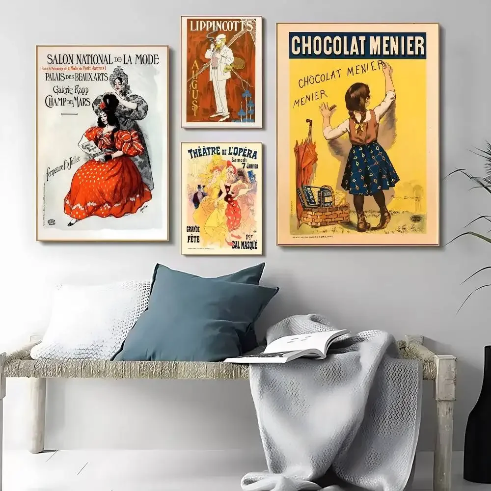 Vintage French Nouveau Bohemian Poster Painting Wall Art Picture Canvas Prints Home Decoration Poster For Living Room No Frame