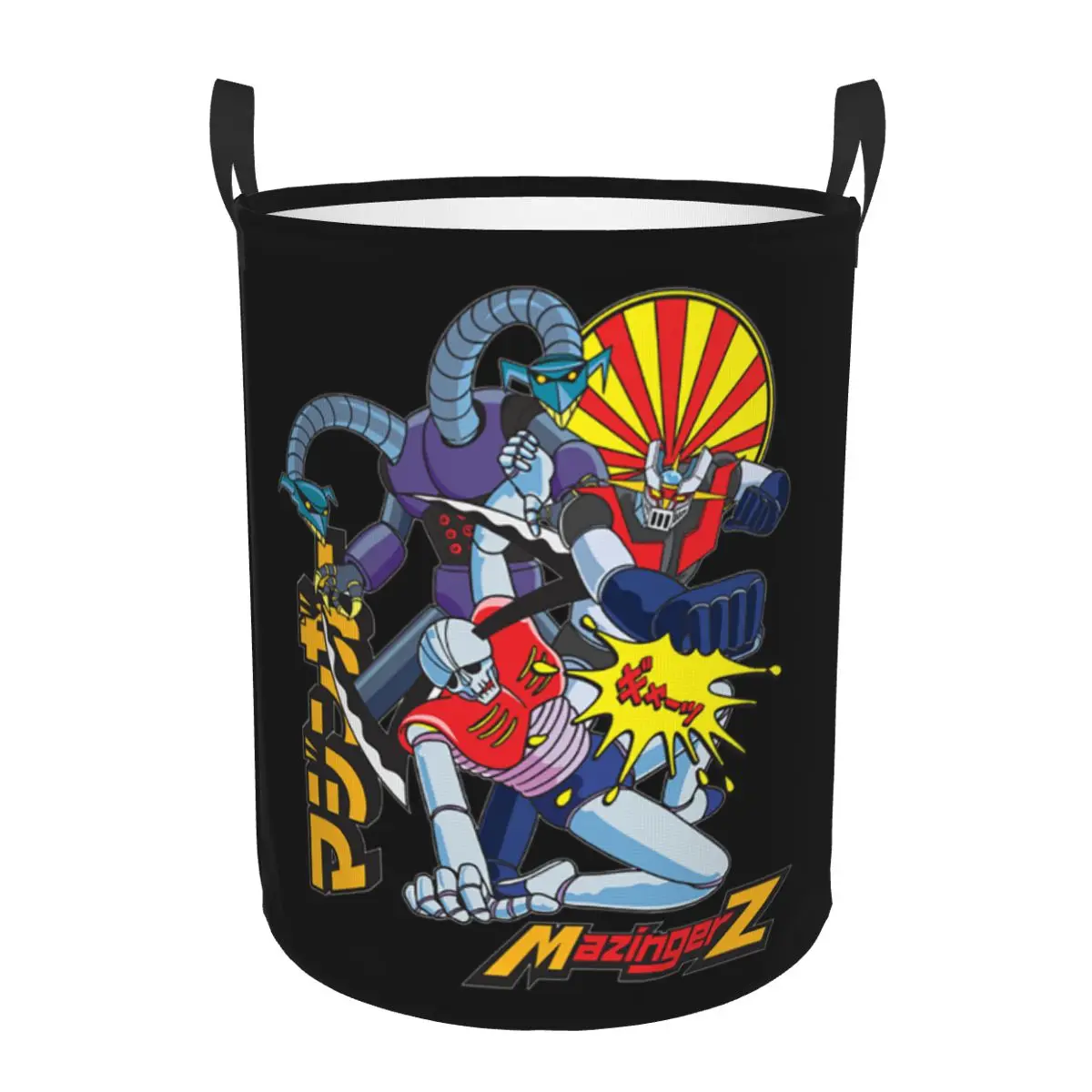 

Custom Robo Grendizers Anime Laundry Basket Foldable Mazinger Z Cartoon Toy Clothes Hamper Storage Bin for