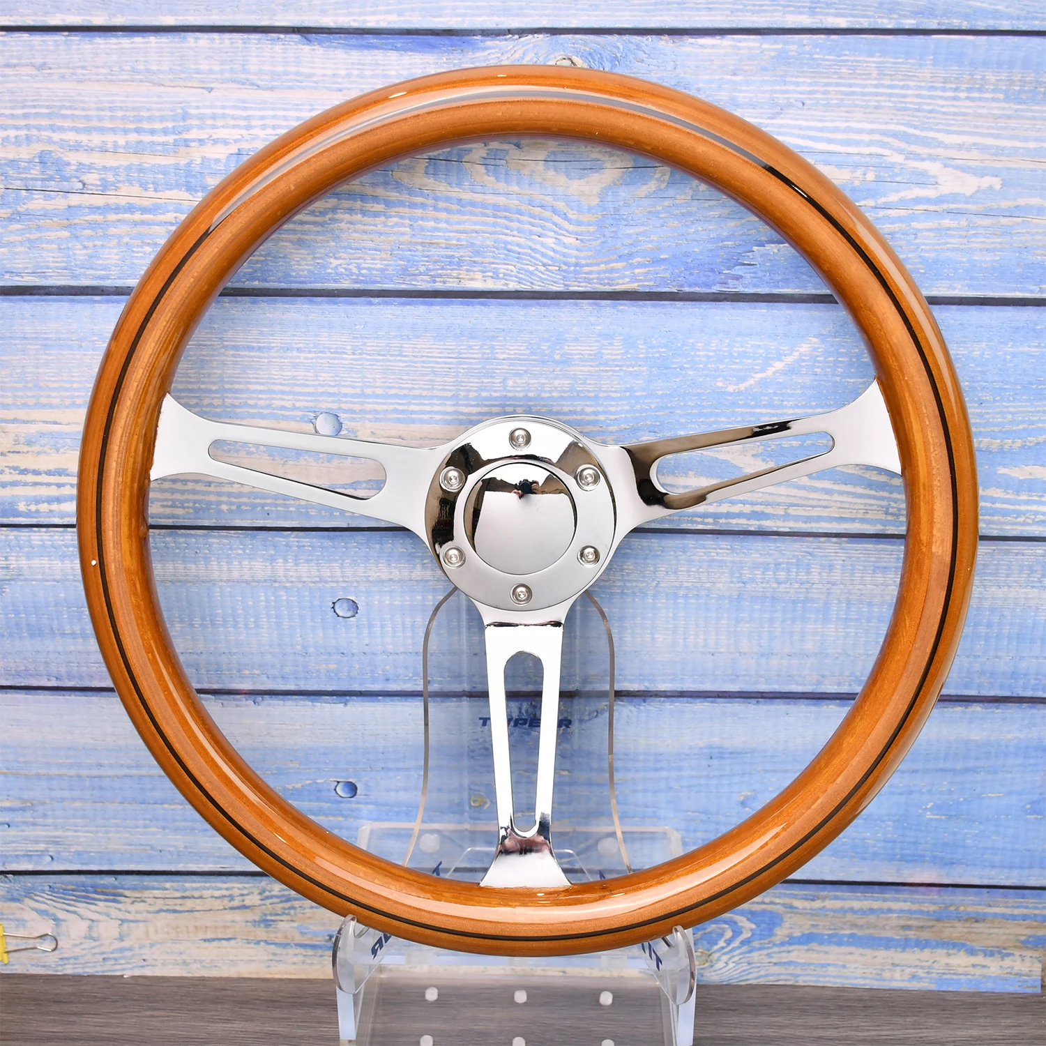 

TIYPEOR 2025 NEW Solid wood Automotive Steering Wheel High-Quality Custom-Made Electroplated Bracket 380MM