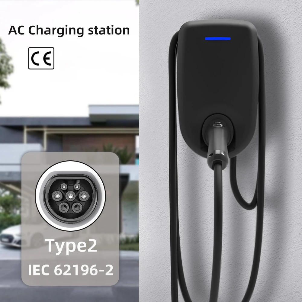 

32A EV Charging Station 7KW 1Phase Electric Vehicle Charger Type2 EVSE Wallbox IEC62196-2 EV Charge Type 2 with 5M Cable