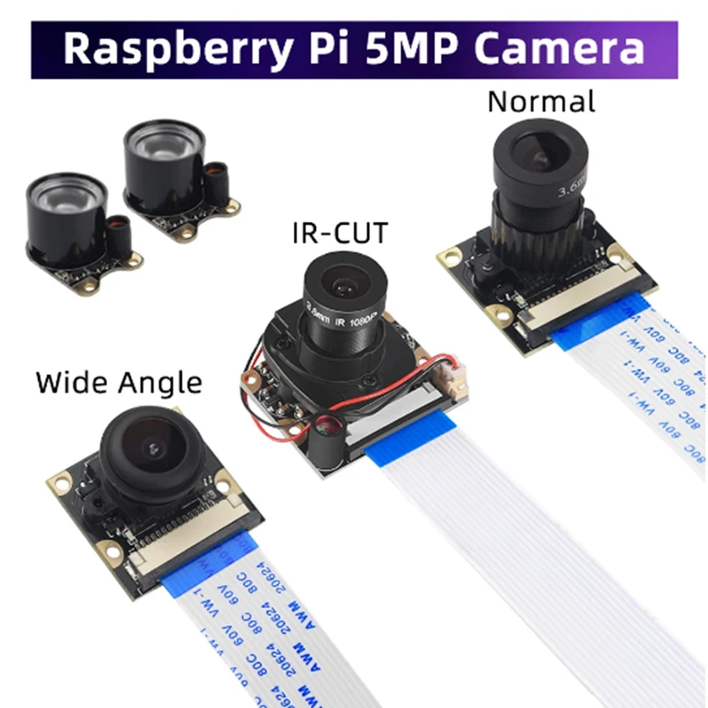 5MP HD Raspberry PI ov5647 Camera Module FF 130 160  220 degrees Wide Angle Adjustable focus 2592x1944 for machine vision