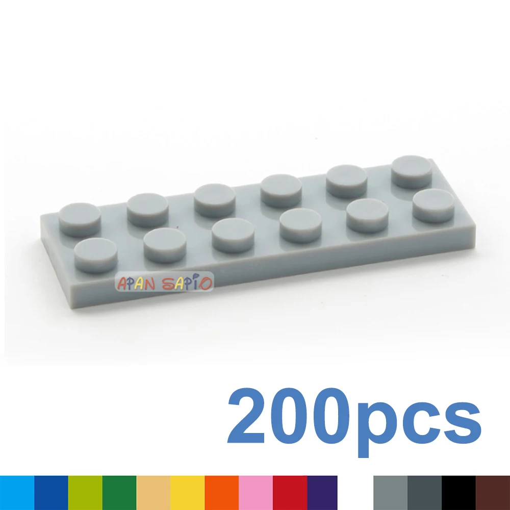 

200pcs DIY Building Blocks Thin Figures Bricks 2x6 Dots 12Color Educational Creative Toys for Children Size Compatible With 3795