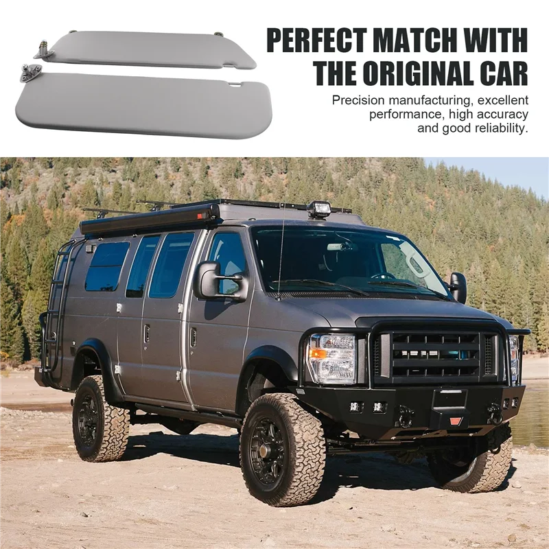 

Portable Car Left +Right Side Gray Sun Visor For Ford E-150 E-250 E-350 E-450 2009-2014 9C2Z-1504105-AA