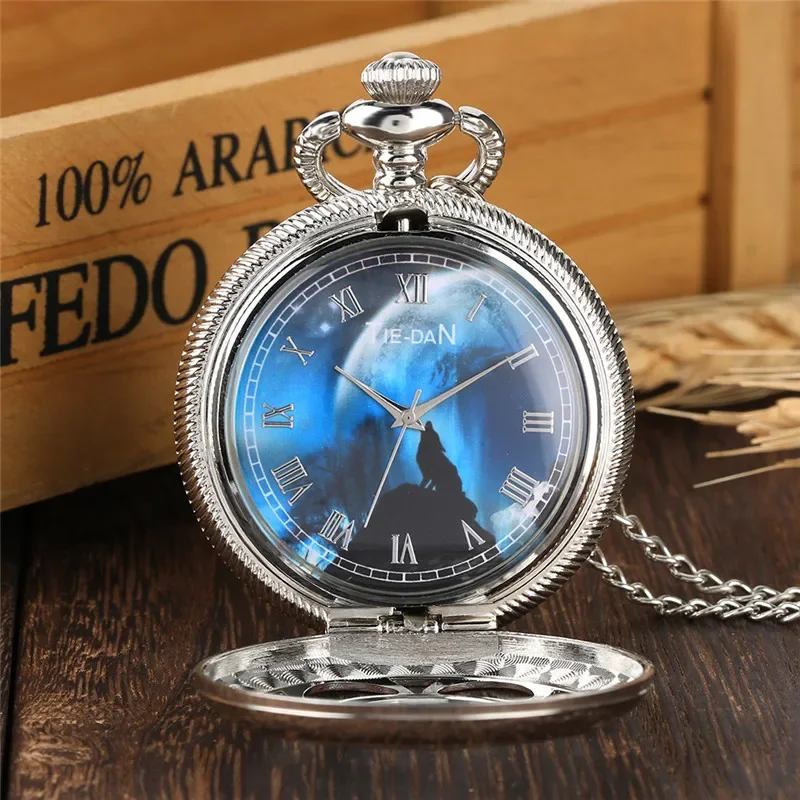 Reloj de bolsillo analógico de cuarzo con Número romano y caja de flores hueca plateada para hombres y mujeres, collar, cadena de suéter, relojes