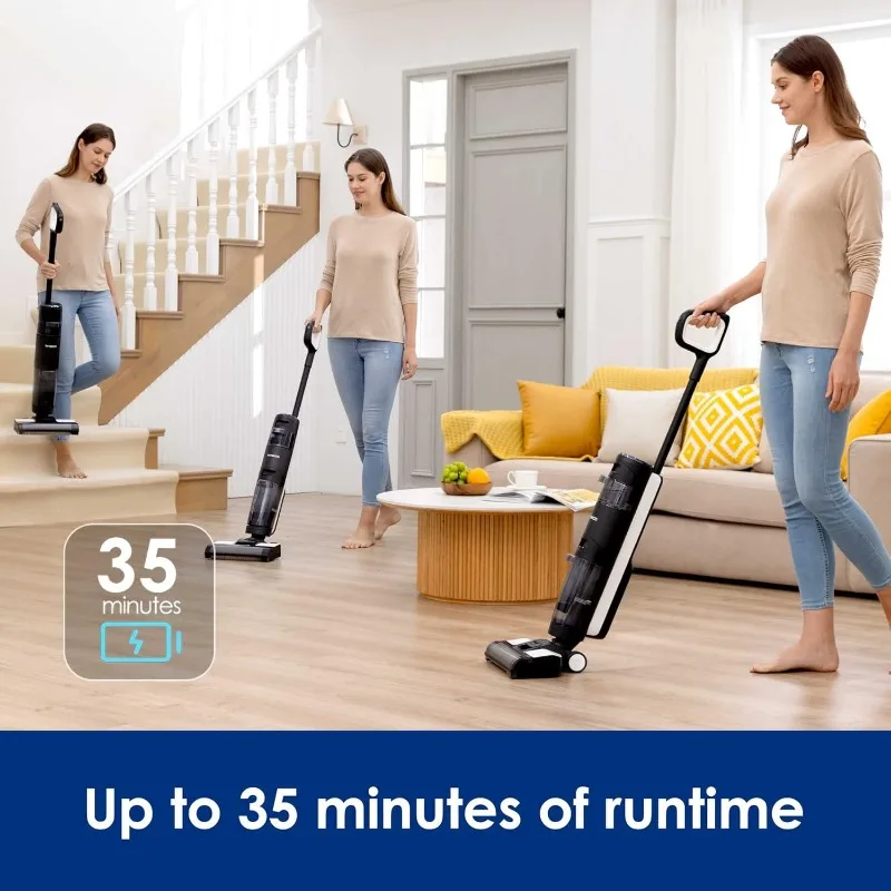 Cordless Hardwood Floors Cleaner, Lightweight Wet Dry Vacuum Cleaners for Multi-Surface Cleaning with Smart Control System