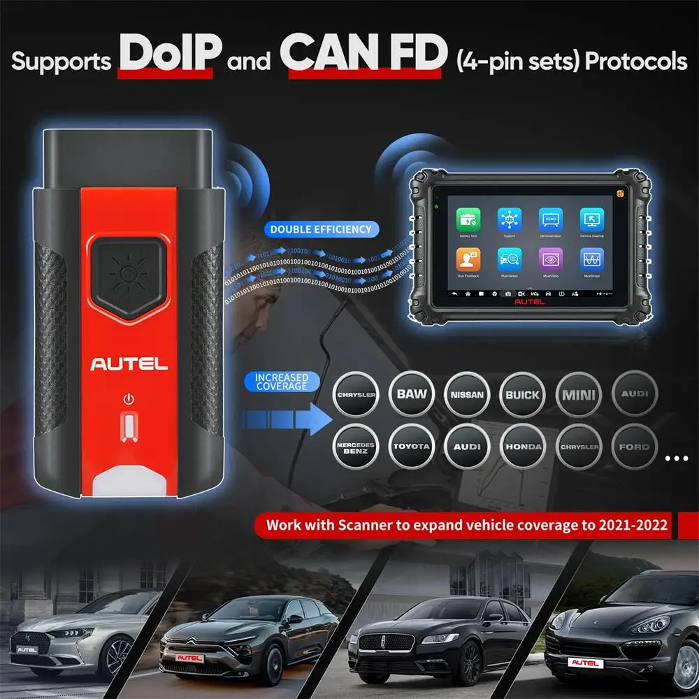 Autel MaxiVCI V200 Bluetooth Connector, Vehicle Communication Interface, Support CAN FD, Compatible with Autel KM100 / MS906Pro