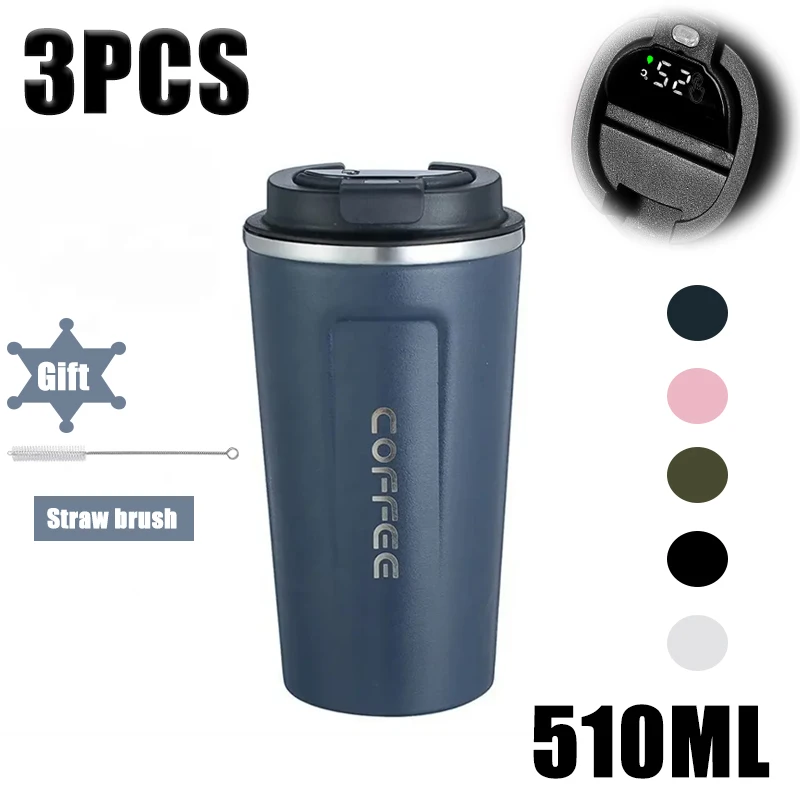 Thermo Cafe Coffee Mug Car Thermos Mug 380/510ML Leak_Proof Travel Thermo Cup for Tea Water Coffee Double Stainless Steel