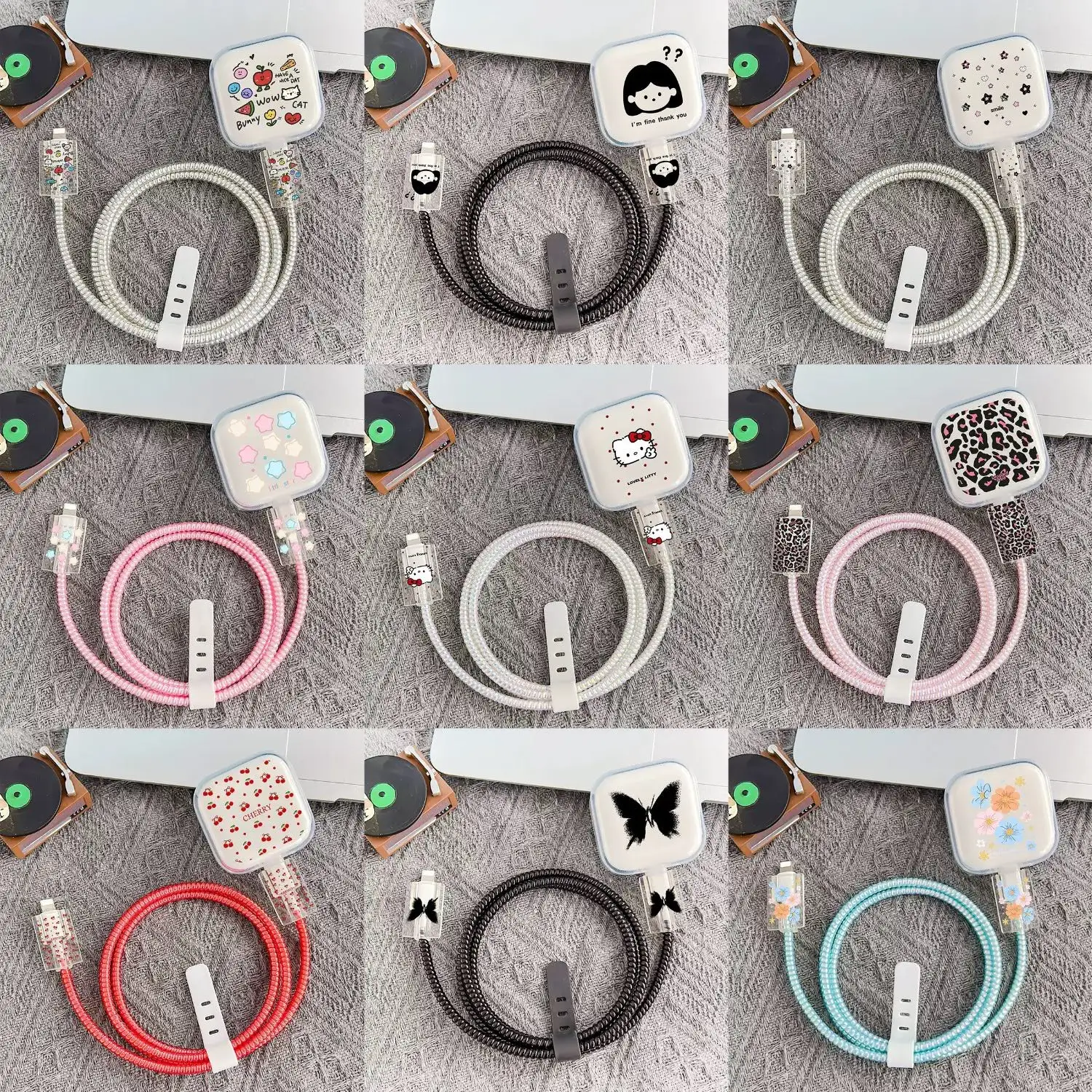 

Cartoon Transparent Charger Protectors Set Case for Apple 40W Clear Cable Winder Charging Wire Saver Organizer for IPhone 17