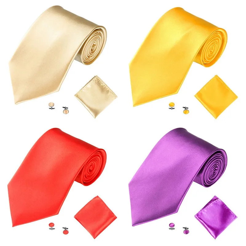 Ensemble de cravates en Satin pour hommes et femmes, à la mode, pour mariage d'affaires, noir, bleu, vert, blanc, rouge, gris, rose, violet, jaune, TY28