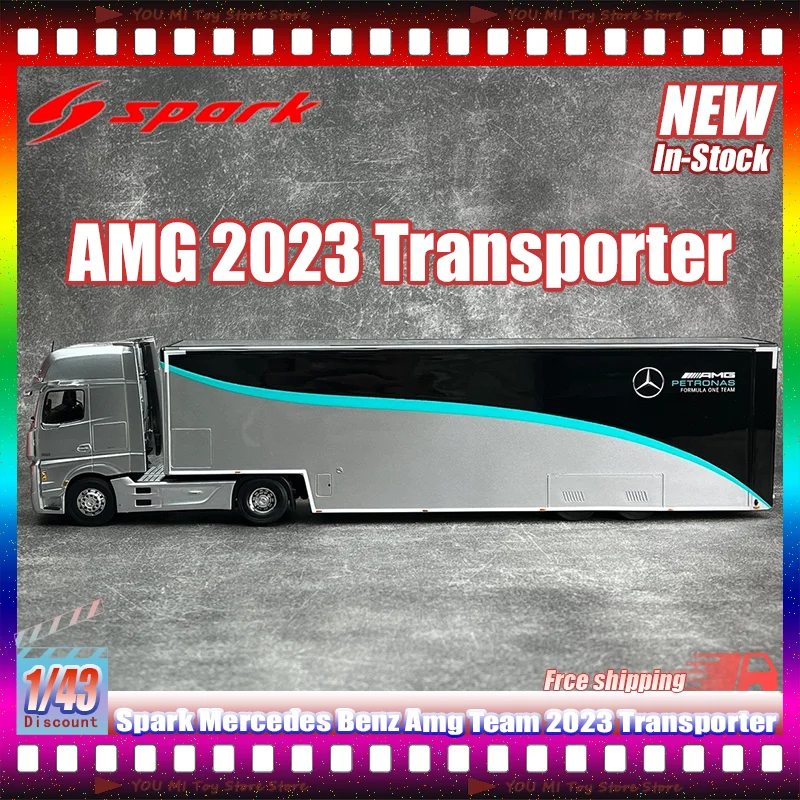 

1:43 In Stock Spark Mercedes Benz Amg Team 2023 Transporter Diecast Model Car Customized Resin Miniature Model Kids Toy Gift