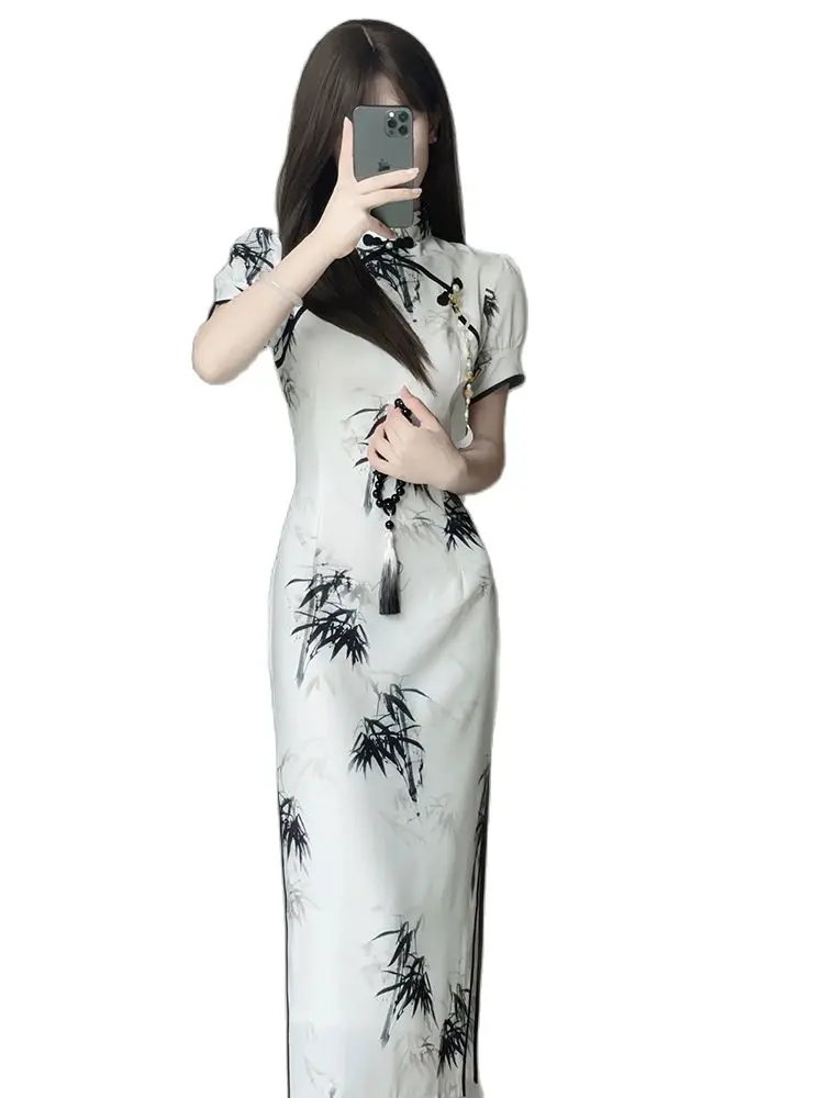 

2023 Chinese Cheongsam Elegant Women Vintage Wedding Dress Slim Summer Casual Dresses New Ladies Style Qipao S To Xxl