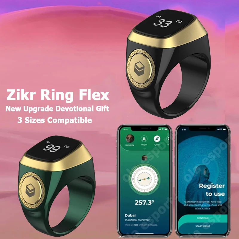 

New Muslim Smart Ring Counting Tasbeeh Counter Prayer Time Reminder Bluetooth Speaker Smart Tasbih Tally Digital Ring Waterproof