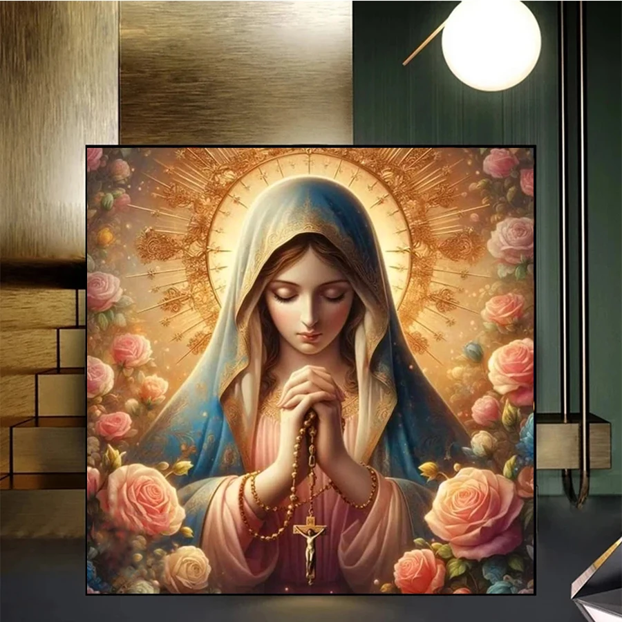 

Алмазная вышивка картина мечтательное абстрактное искусство религиозная девственница цветок алмазная живопись полная дрель мозаика вышивка крестиком настенное искусство