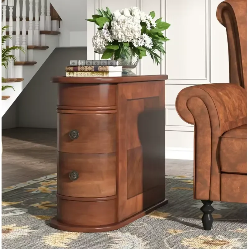 Sofa Side Table, Narrow Side Table, Living Room, New Chinese-Style Solid Wood Bedside Table