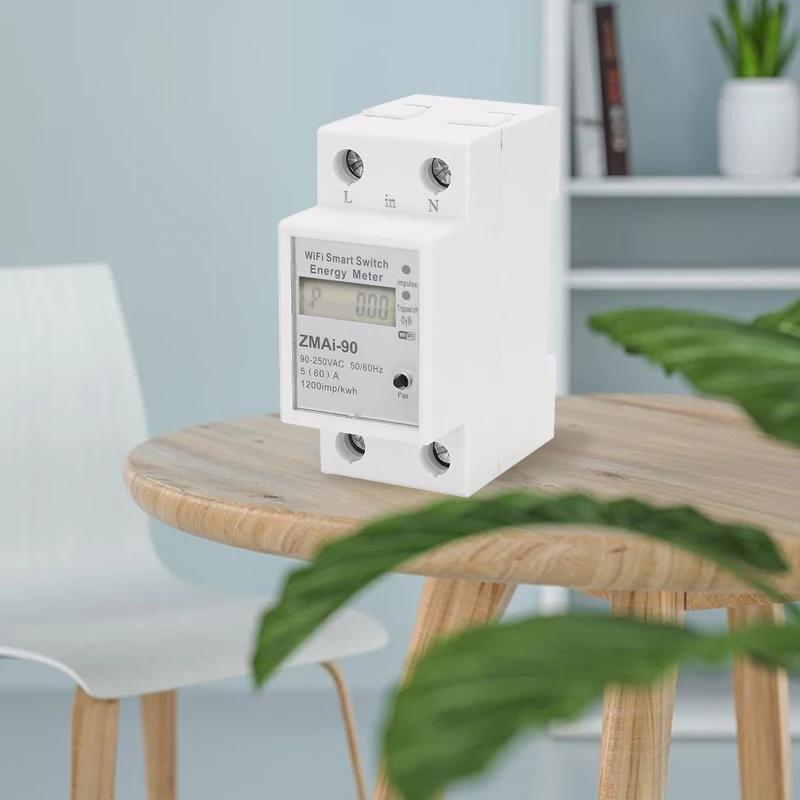 Medidor de energía con interruptor inteligente Wifi, modelo de ZMAI-90, voltímetro, vatímetro, medidor de potencia, aplicación Tuya Smart Life, funciona con Alexa y Google Home