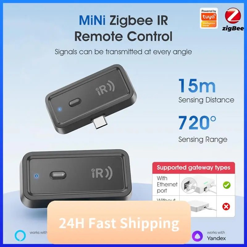 【2025 quente】 tuya zigbee ir mini casa inteligente controle remoto universal com temporização de voz para ventilador de tv ar condicionado