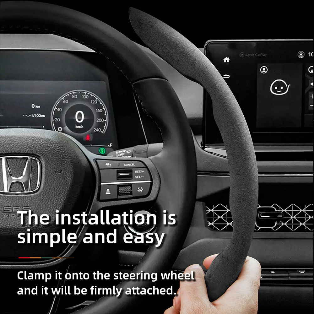 Suitable for Honda Anti-Slip Buckle Segmented Suede Steering Wheel Cover Suitable for Civic Fit 8Th Gen 8 City Accord 9 10 Vezel Freed Breeze 7 Jade Shuttle Xrv Crosstour Insight Stream Rn6 - view 4