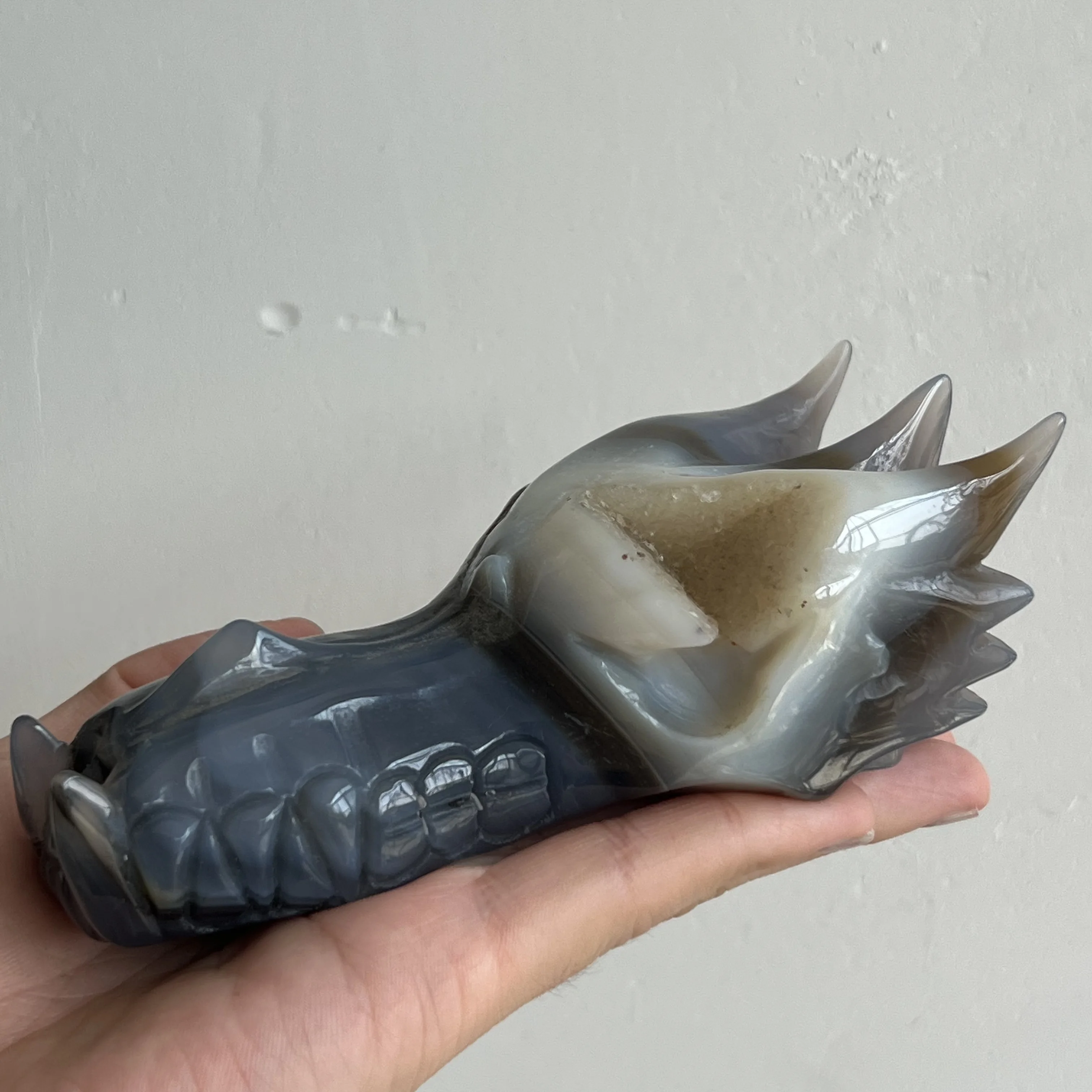 Natural Druzy Agate Crystal Dragon Decoration Spiritual Healing